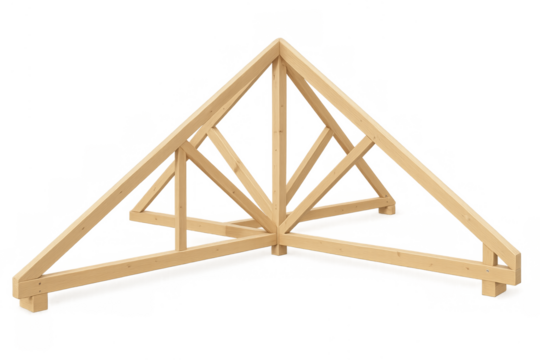 New timber roof frame for house construction
