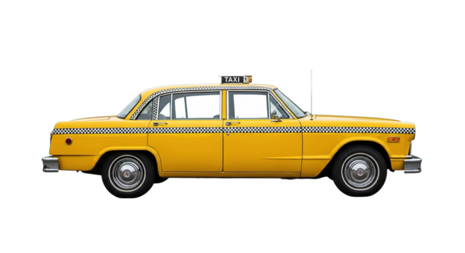 Vintage yellow taxi cab isolated on transparent background classic city transportation symbol - Powered by Adobe