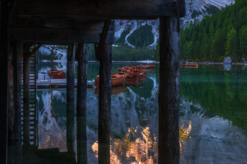 View of Lake Braies in autumn.