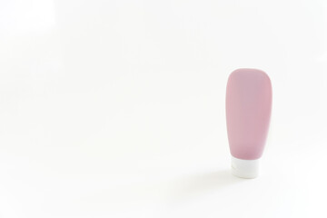 empty travel multi-colored cosmetic bottles