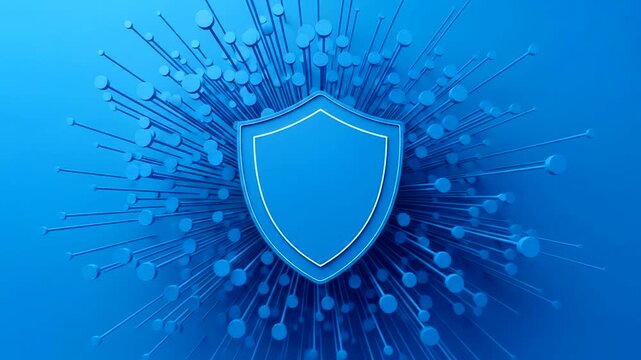 Abstract blue background with shield symbolizing protection and security