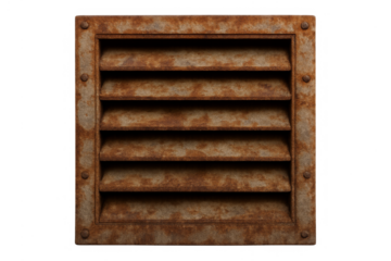 Old rusty metal vent grille with louvered blades