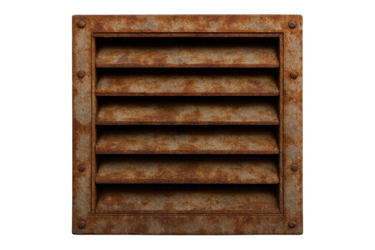 Old rusty metal vent grille with louvered blades