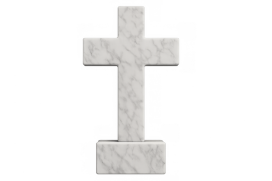 White marble christian cross grave symbol with transparent background - Powered by Adobe