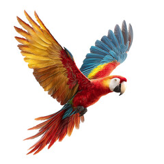 Fototapeta premium Beautiful Exotic Flying Parrot PNG, Colourful Macaw Bird Clipart with Transparent Background