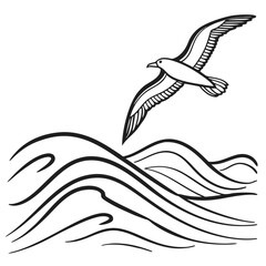 silhouette of a bird flying with wings, Vector illustrations, Vector line art design