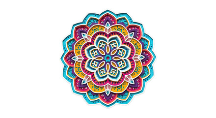 Vibrant Mandala Pattern Isolated on Black Background for Decorative and Spiritual Designs