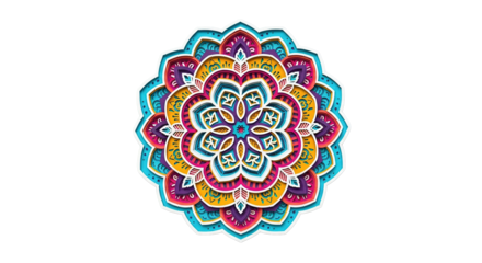 Vibrant Mandala Pattern Isolated on Black Background for Decorative and Spiritual Designs