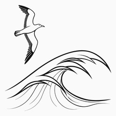 silhouette of a bird flying with wings, Vector illustrations, Vector line art design