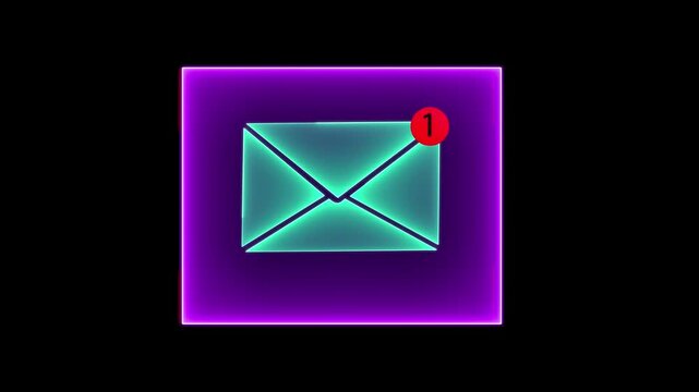 Digital marketer using email marketing tools. Neon mail box in notification concept animation. Sending newsletters and analyzing campaign performance to engage subscribers and grow business through 