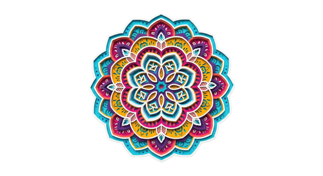 Vibrant Mandala Pattern Isolated on Black Background for Decorative and Spiritual Designs - Powered by Adobe