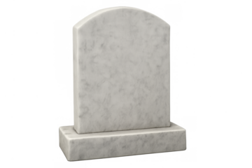 Blank marble tombstone grave memorial on transparent background