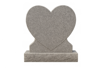 Heart shaped memorial tombstone honoring passing and remembrance