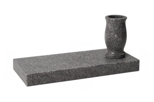 Granite memorial vase on stone plinth