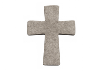 Stone cross symbol of christianity and faith on transparent background