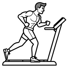 Fit man running on treadmill for cardio exercise and healthy lifestyle