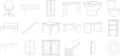Assortment of furniture and architectural components