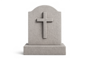 Gravestone with cross on transparent background