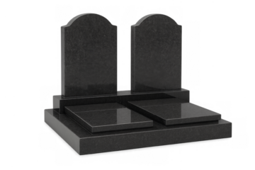 Double black granite tombstone grave monument memorial
