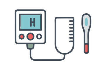 Medical Tools in Line Meter, Graduated Cylinder, and Spoon Arranged Neatly