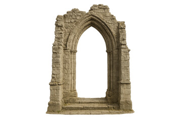 Obraz premium Gothic arch stone doorway ruin on transparent background