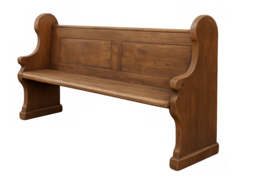 Wooden church pew bench for religious services