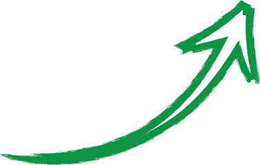 Green curved upward arrow isolated on white background business growth
