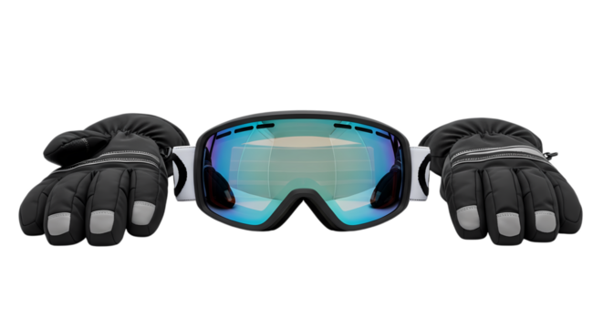 Snow Goggles and Gloves - Transparent Background
