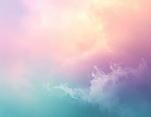 Soft ethereal cloud texture with a beautiful pastel gradient sky, tranquil and dreamy atmospheric background