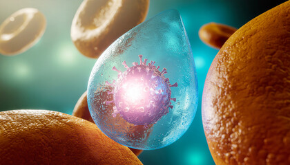 Scientific 3D Rendering of Mpox Virus (Monkeypox) Replication Process: Detailed Electron Micrograph Simulation of Viral Assembly, Core Structure, and Health Threat