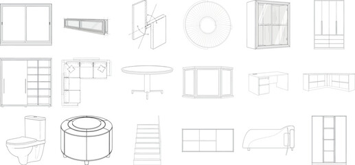 Collection of architectural blueprints and technical drawings