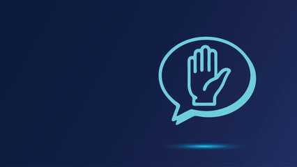 Neon Stop Hand Icon Illustration: Modern Vector Design for Prohibition, Warning, and Safety Messages Involving Restrictions and Alerts for Web and Print Graphics