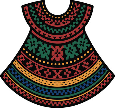 Colorful African Style Dress Illustration Traditional Ornament Design