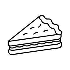 Lasagna Slice Outline Line Art Vector Drawing