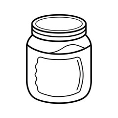 Peanut Butter Jar Outline Line Art Vector Illustration