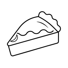 Pie Slice Outline Line Art Vector Illustration