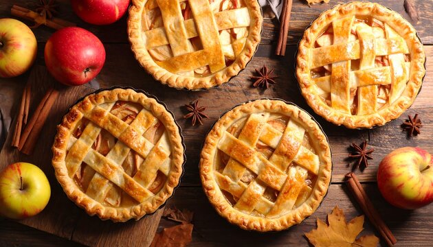 Mini Apple Pies with Lattice Crust and Apples. - Powered by Adobe