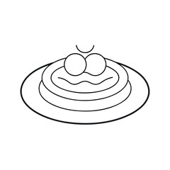 Spaghetti Plate Outline Vector Illustration | Food Meal Line Art Drawing