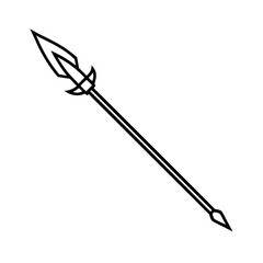 Spear Outline Vector Illustration | Weapon Line Art Icon Design