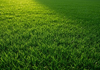 Obraz premium A densely packed patch of bright green ground turf illuminated by natural sunlight, suitable for sports fields or manicured lawns ,fresh ,grass ,turf