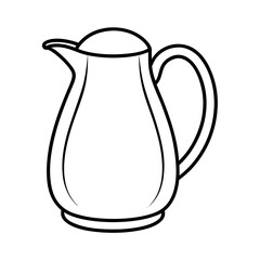 Water Jug Outline Vector Illustration | Kitchenware Line Art Drawing