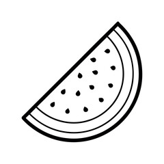 Watermelon Slice Outline Vector Illustration | Fruit Line Art Icon Design