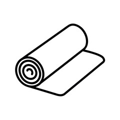 Yoga Mat Outline Vector Illustration | Fitness Accessory Line Art Drawing