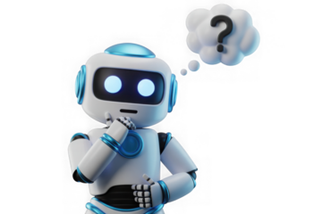  AI, advanced chatbot, or robot thinking 3d HD images isolated on a white background are best for creating artificial intelligence technology logos. communication, cyberspace, and cybersecurity.