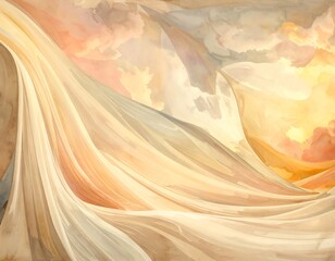 Abstract Golden Light and Flowing Fabric - A Dreamlike Composition.