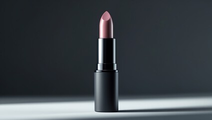Obraz premium Elegant pink nude lipstick standing upright in dramatic light and shadow