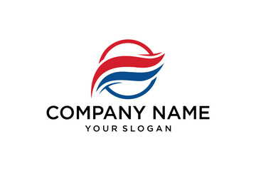 Abstract Red Blue Swoosh Circle Logo Design for Company Branding