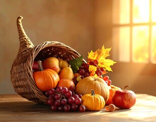 Abundant Autumn Harvest - A Thanksgiving Cornucopia Still Life.