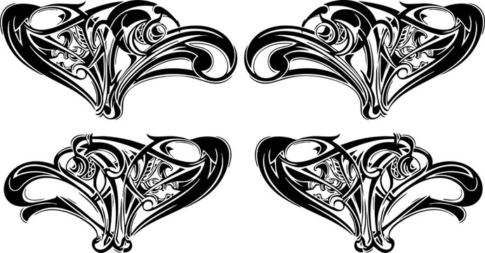 Elegant Art Nouveau flourishes create a stunning symmetrical decorative pattern perfect for sophisticated design projects and vintage aesthetics
