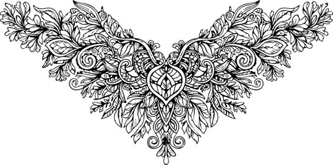 Elegant floral ornament for crafts and design projects, featuring detailed botanical elements perfect for wedding invitations and sophisticated branding materials